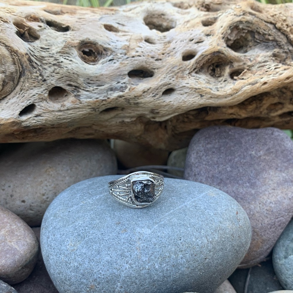 Meteorite Sterling Silver Ring - image 4